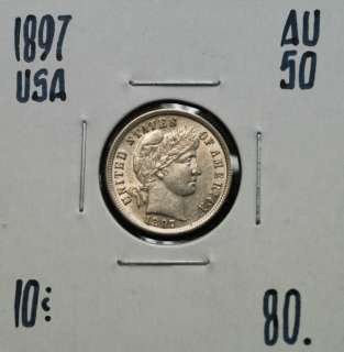 1897 usa 10 cents dime citadel coins graded au 50