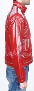 Red MICHAEL JACKSON BEAT IT Leather Jacket S M L XL XXL  
