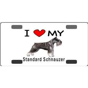  I Love My Standard Schnauzer Vanity License Plate 