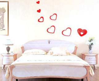 10 love heart shape indoor 3D Wall deco ART decoration  