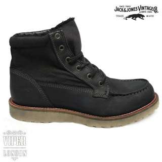 Jack & Jones Vintage Leather & Canvas Logger Work Boots 7   12  