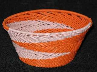 Pink Orange African Zulu Telephone Wire Basket/Bowl SM  
