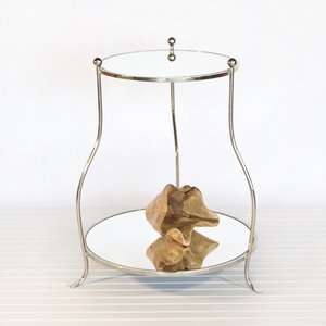  Worlds Away Two Tier Nickel Plated Table with Plain Mirror 