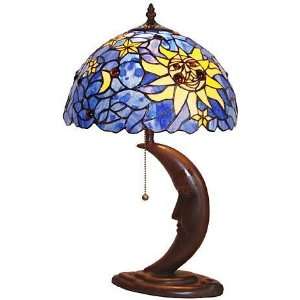   SALE Mini Moon Tiffany Style Stain Glass Table Lamp