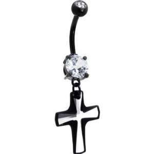    Handcrafted Austrian Crystal Cross Titanium Belly Ring: Jewelry