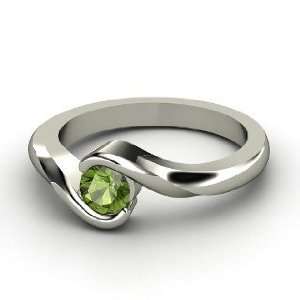  Embrace Ring, Round Green Tourmaline 14K White Gold Ring Jewelry