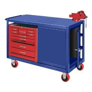    Big Blue Locking Door Mobile Cabinet With Tool Box 