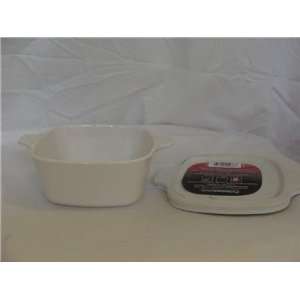  Vintage Corning Ware Petite Solid White Pan with Plastic 