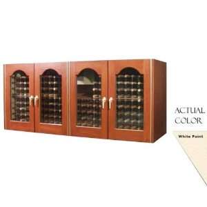   Series Four Door Wine Cellar Credenza   Glass Doors / White Cabinet