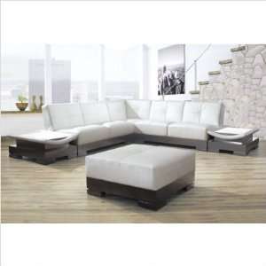  White Mirage 6 Piece Leather Sectional Sofa Set in White Kitchen