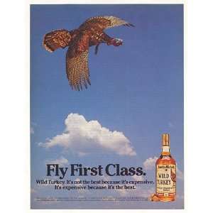 1986 Fly First Class Wild Turkey Whiskey Print Ad
